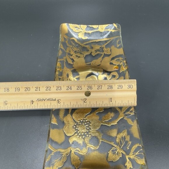 Vintage 3 Part Divided Dish Plate Platter With Heavy Gold Painting Flower Decor - Picture 5 of 12